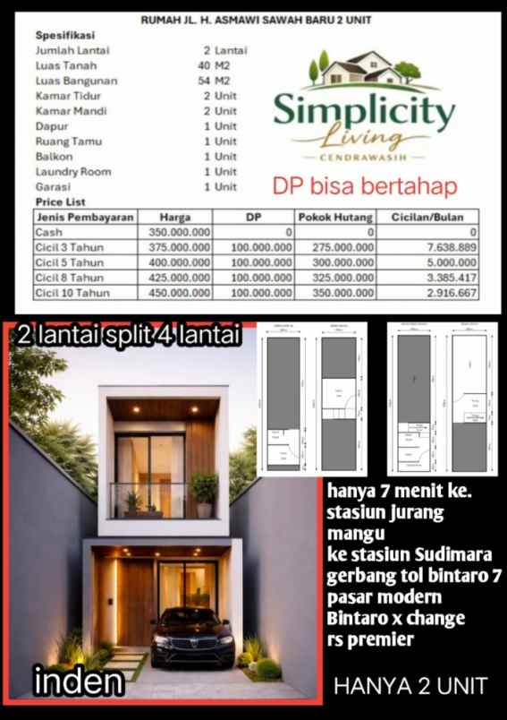 rumah mungil 2 lantai mewah ekslusif bisa kpr