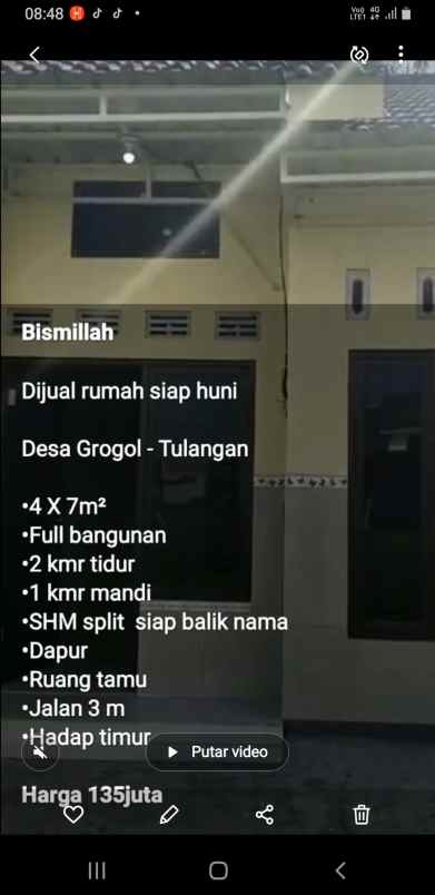 rumah murah siap huni grogol tulangan sidoarjo