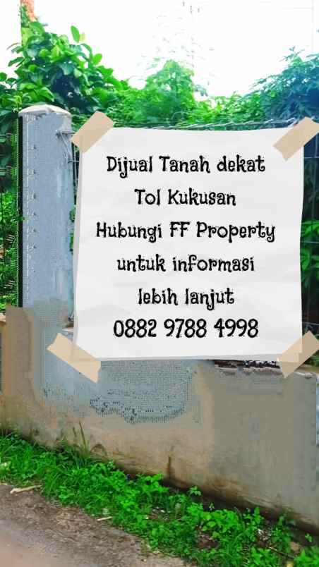 tanah dijual di kukusan beji depok