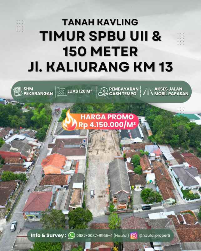 tanah kavling 150 meter jl kaliurang km 13 spbu uii
