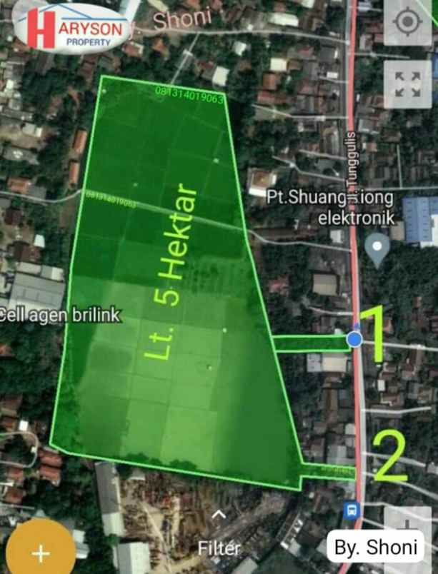 tanah komersil 5 hektar cileungsi bogor