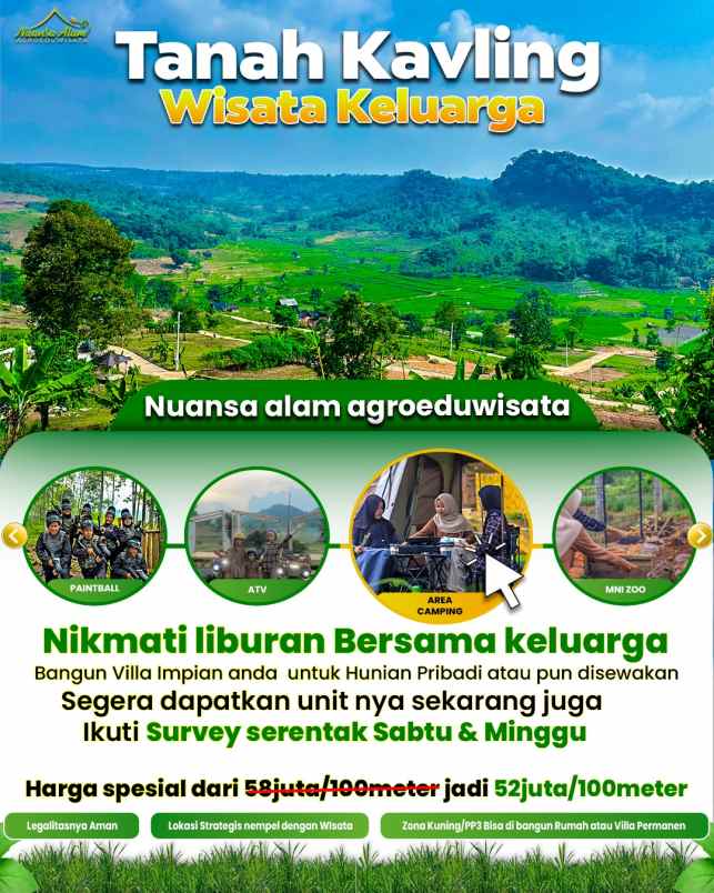 tanah murah view pedesaan dan dekat wisata bogor timur