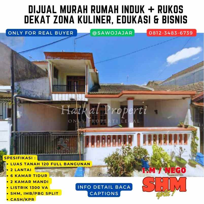 dijual murah rumah di sawojajar bisa untuk bisnis kos