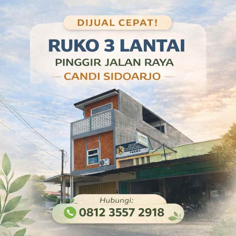 dijual ruko 3 lantai pinggir jalan raya candi sidoarjo