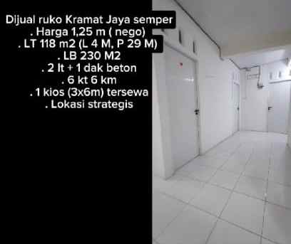 dijual ruko gudang kantor kramat jaya tugu