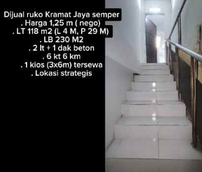 dijual ruko gudang kantor kramat jaya tugu