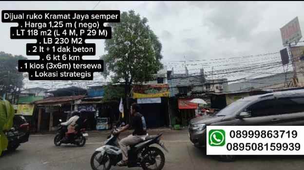 dijual ruko gudang kantor kramat jaya tugu