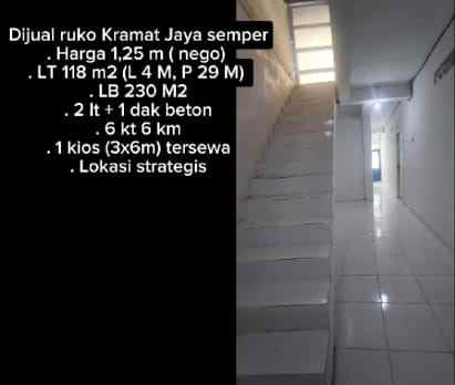 dijual ruko gudang kantor kramat jaya tugu