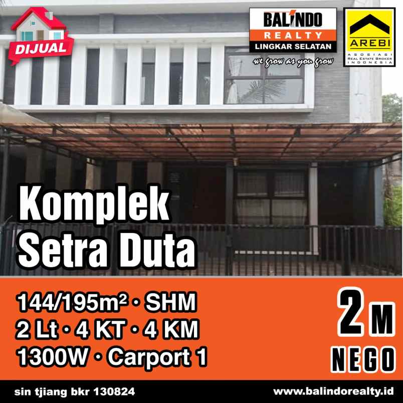 dijual rumah 2 lantai nyaman di komplek setraduta