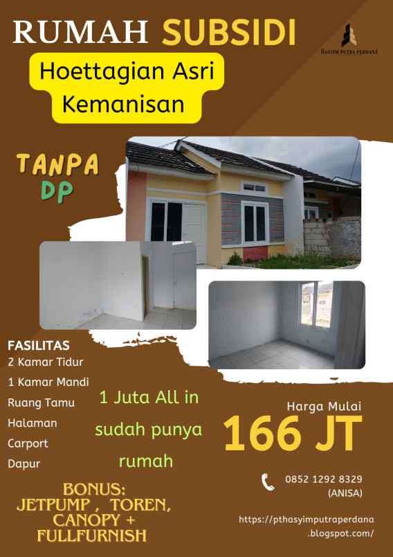dijual rumah bebas banjir free canopy