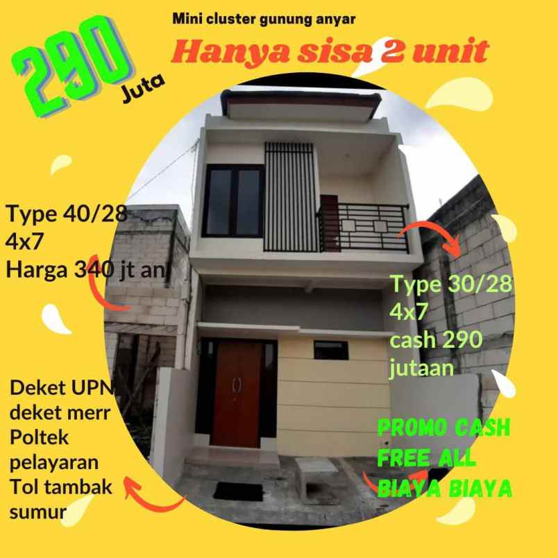 dijual rumah gunung anyar tambak