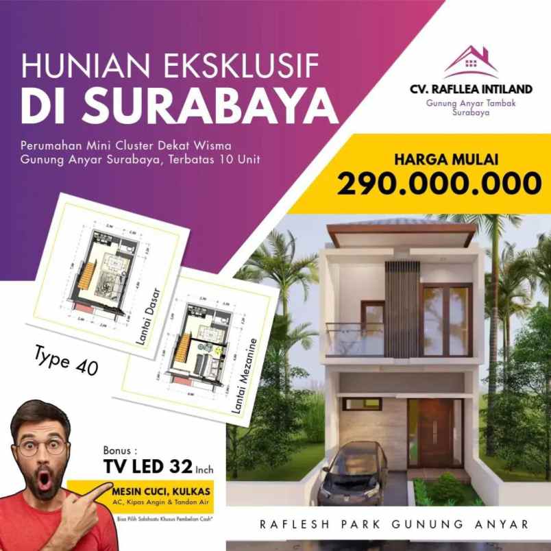 dijual rumah gunung anyar tambak