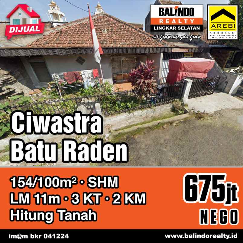 dijual rumah hitung tanah di ciwastra batu raden