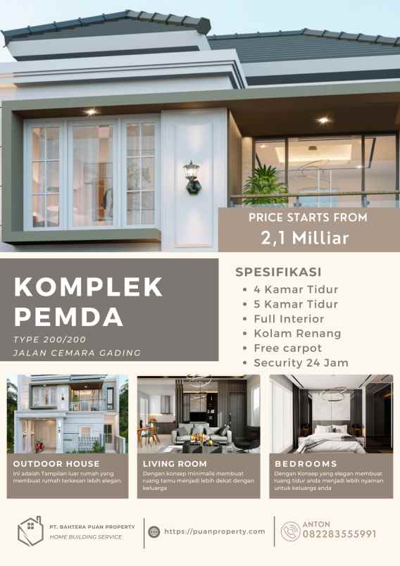 dijual rumah jalan cemara gading