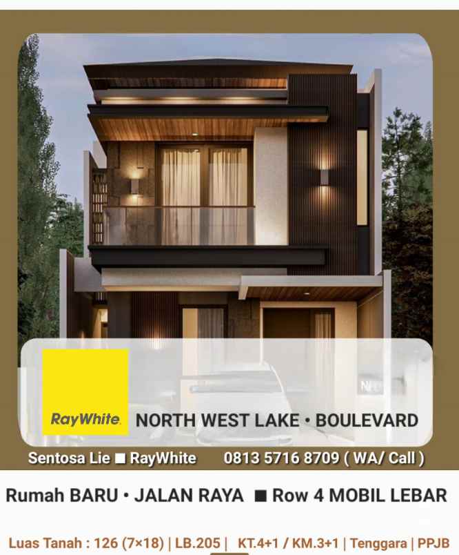 dijual rumah jalan north west lake