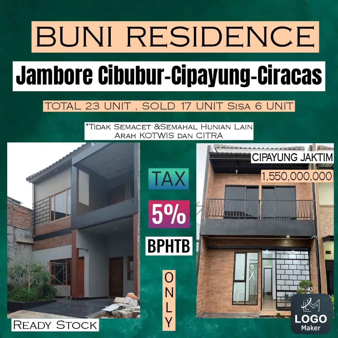 dijual rumah jl buni