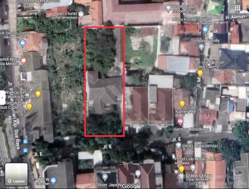 dijual rumah jl e 263 jl e dekat lampu