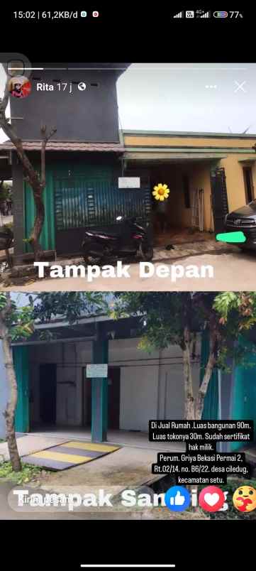 dijual rumah perumahan griya bekasi