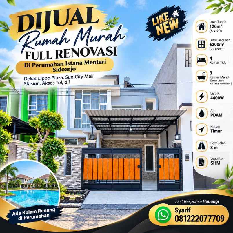 dijual rumah perumahan istana mentari