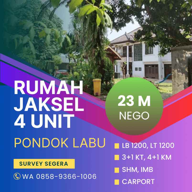 dijual rumah pondok labu