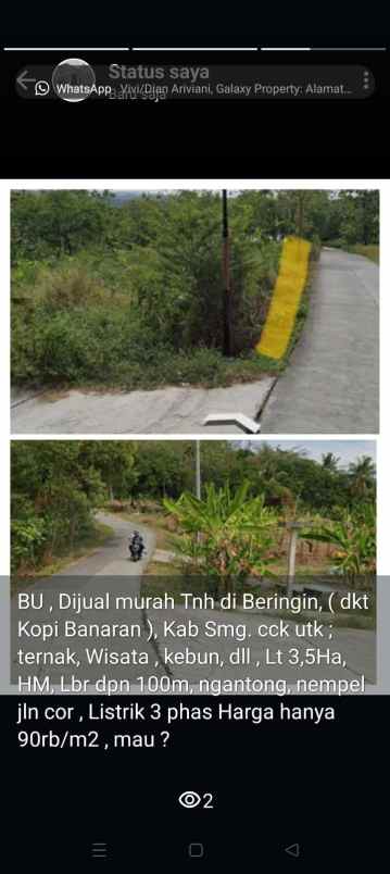 dijual tanah di bringin tuntang kab semarang