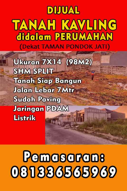 dijual tanah jl kedungturi taman