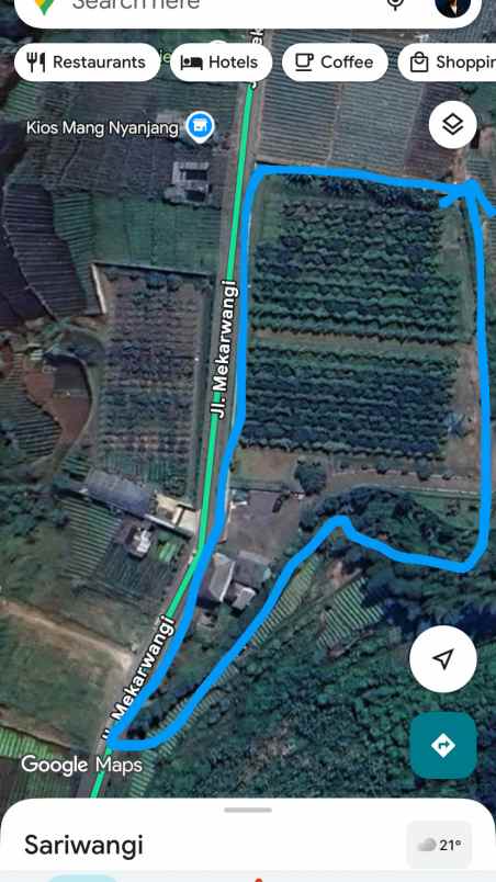 dijual tanah jl mekarwangi sariwangi