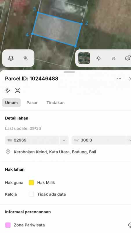 dijual tanah jl pantai batu beli