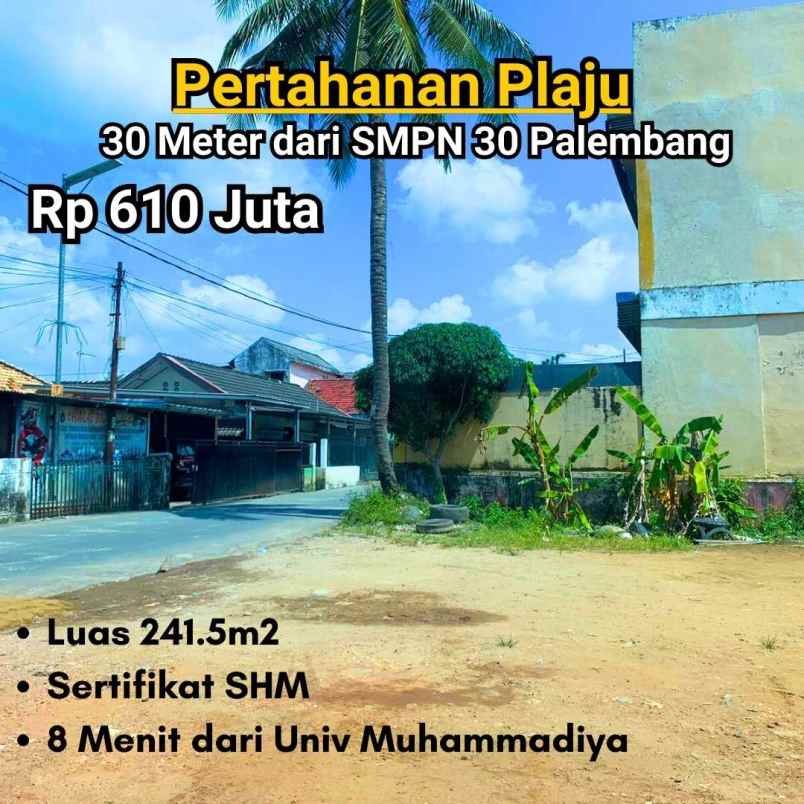 dijual tanah jl pertahanan plaju