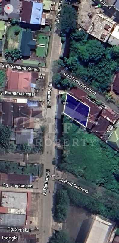 dijual tanah jl purnama 2