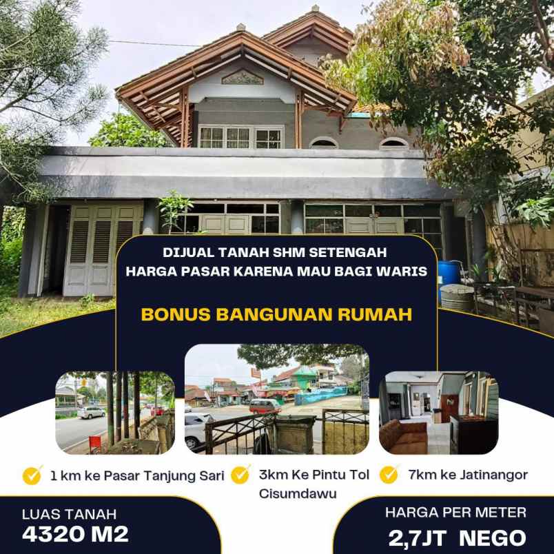 dijual tanah jl raya tanjungsari sumedang