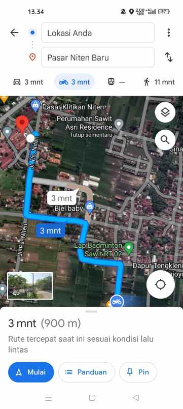 dijual tanah jln puri sewon asri