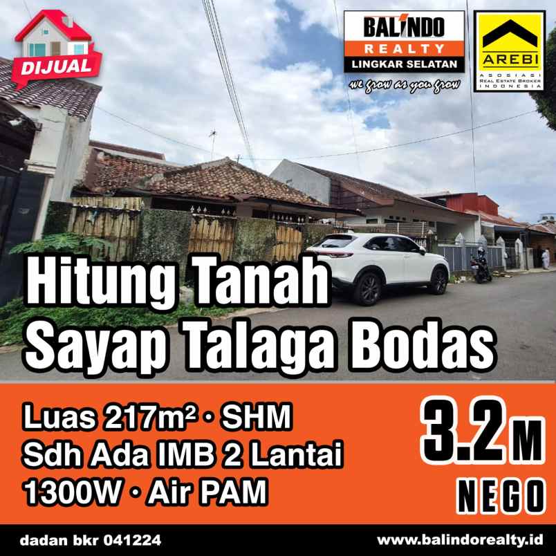 dijual tanah lokasi strategis di sayap talaga bodas