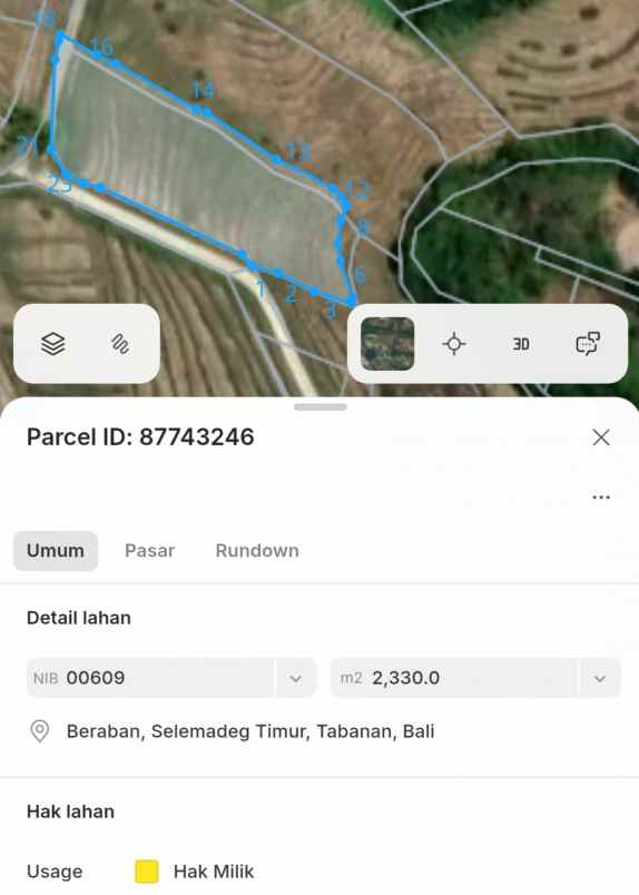dijual tanah pantai abian kapas