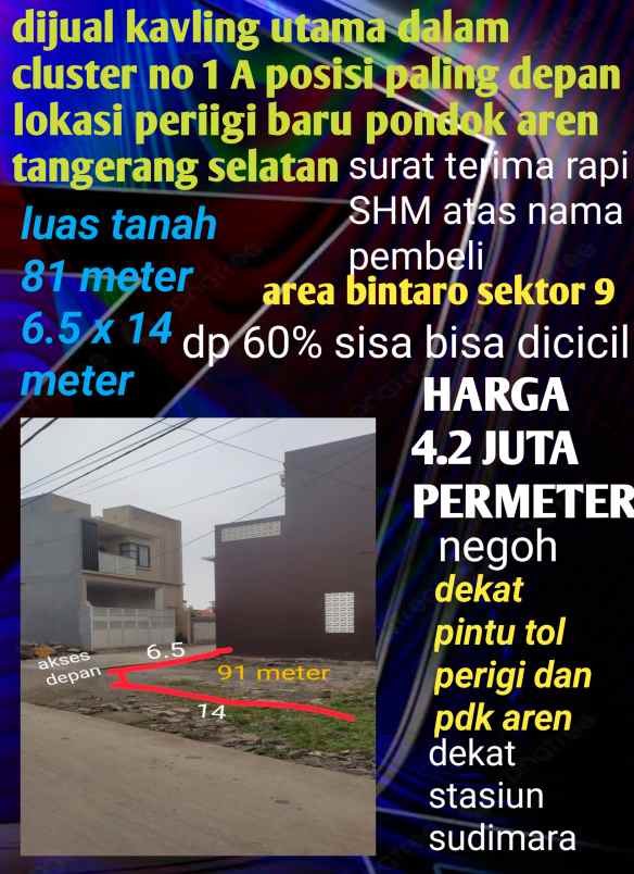 dijual tanah perigi baru pondok aren