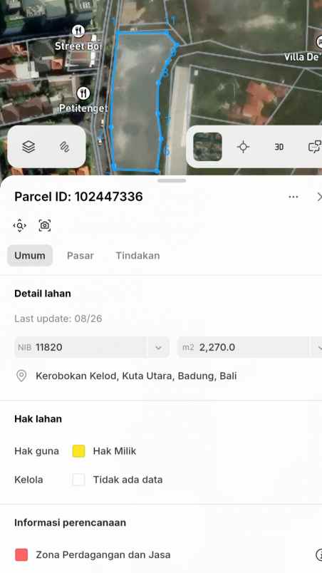 dijual tanah peti tenget