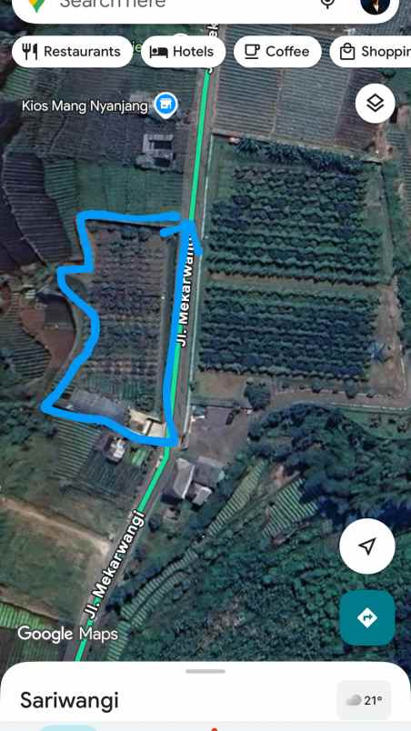 dijual tanah strategis kebun jl mekarwangi sariwangi