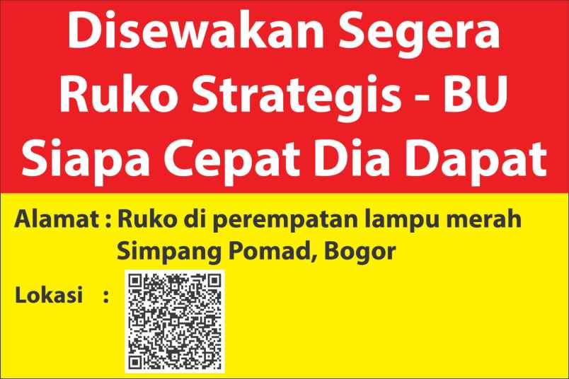 disewakan segera ruko strategis di simpang pomad