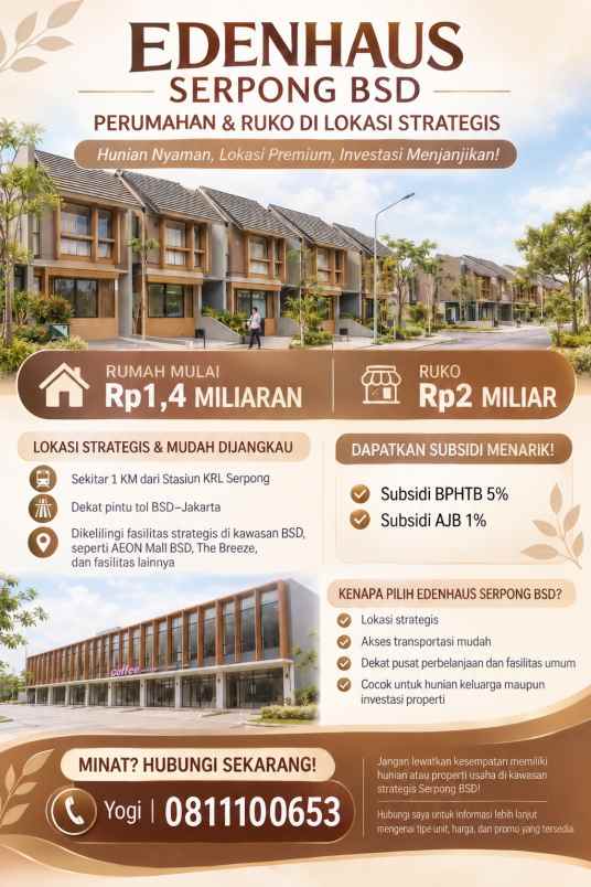 edenhaus serpong bsd mulai 1 4 m an