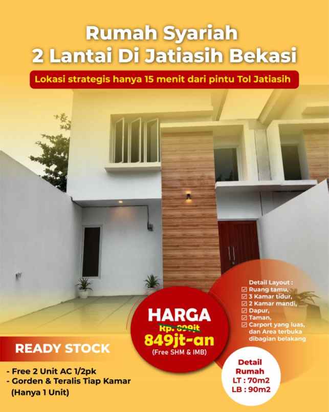 jual rumah siap huni jatiasih bekasi kpr syariah dp 5