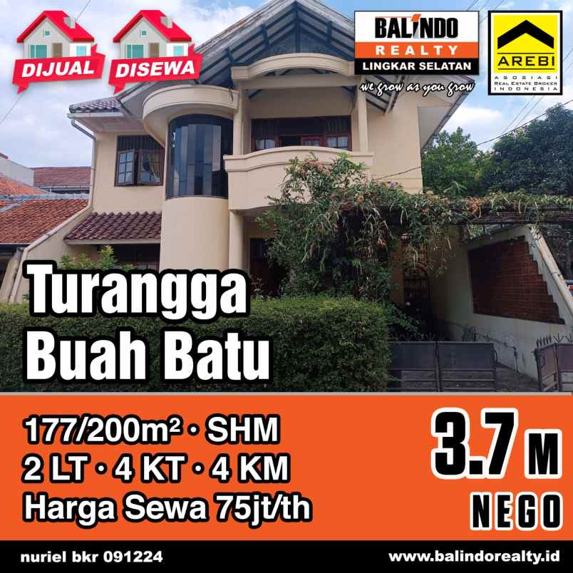 jual sewa strategis siap huni di turangga buah batu