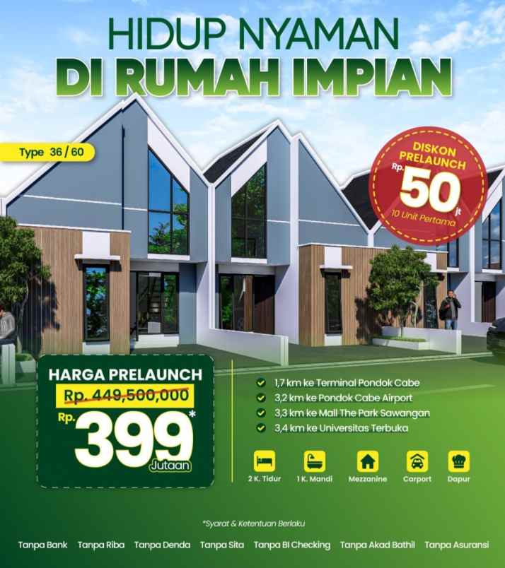 rumah cinangka sawangan depok kpr syariah tanpa riba