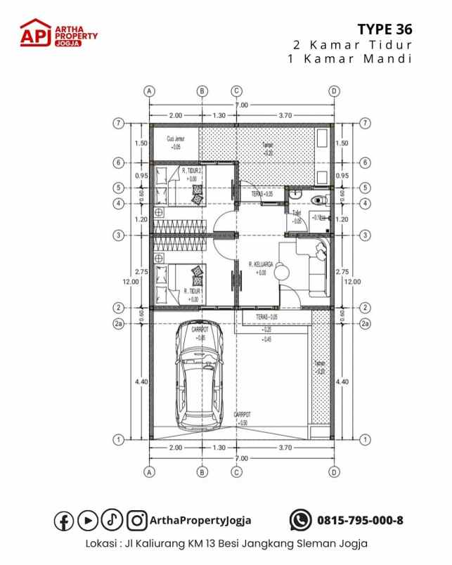 rumah dijual sleman kaliurang uii 2 kamar kpr