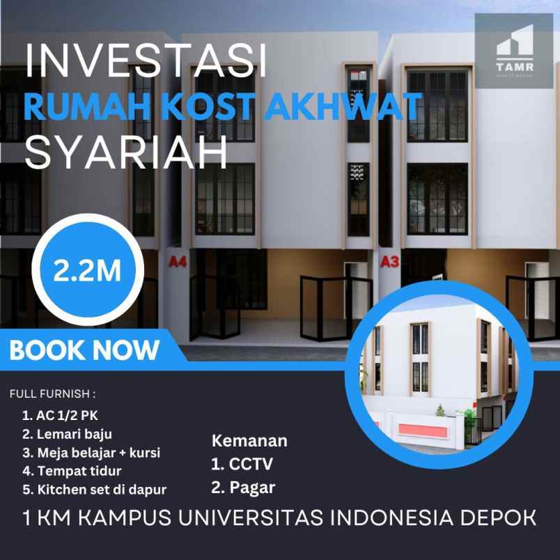 rumah kost syariah full furnish dekat kampus ui depok