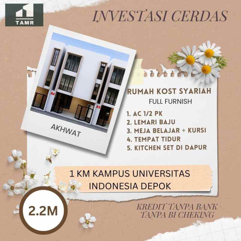 rumah kost syariah full furnish dekat kampus ui depok