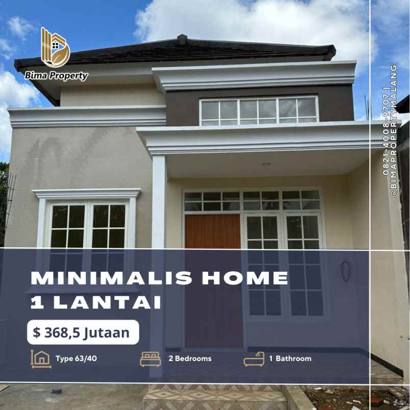 rumah minimalis 1 lantai 2 kamar di kota malang