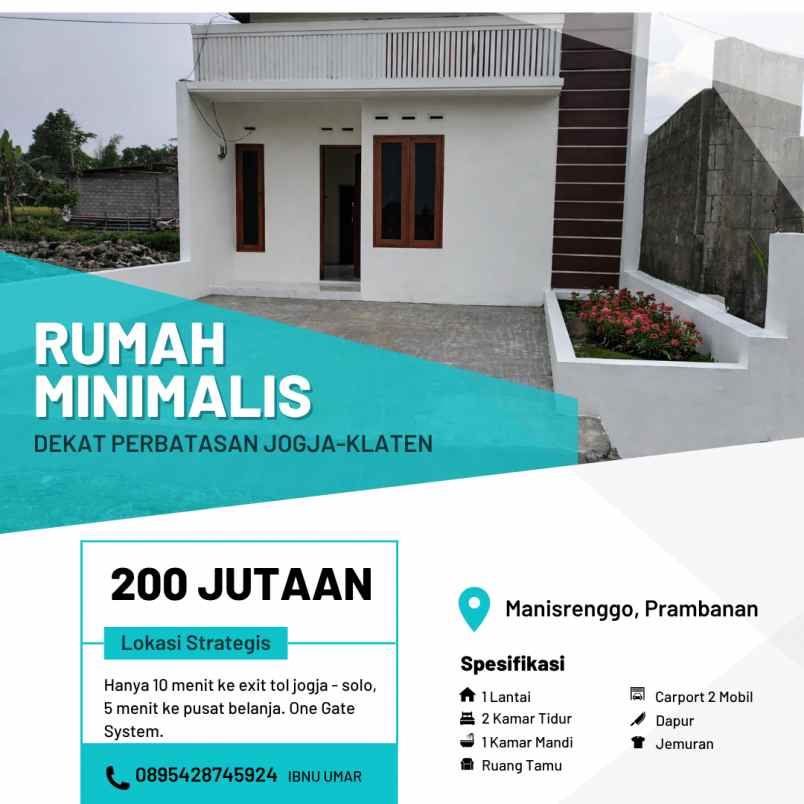 rumah minimalis 200 jutaan dekat exit tol jogja solo