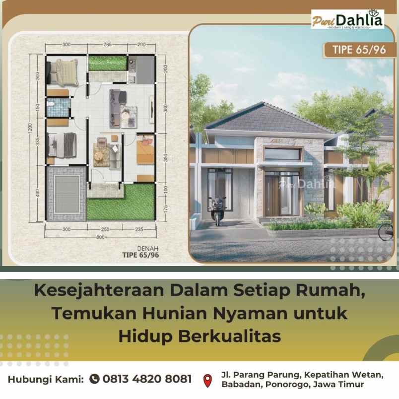 rumah minimalis satu lantai syariah ponorogo