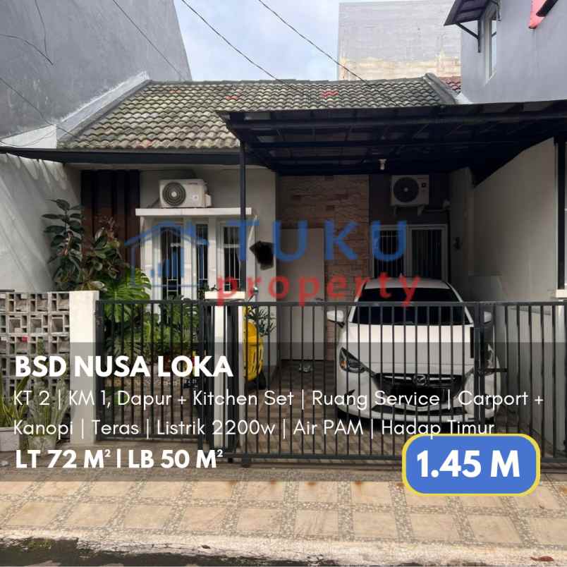 rumah nusa loka bsd serpong bagus terawat 1 45m