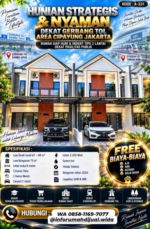 rumah scandinavian 2 lantai di cipayung jakarta timur